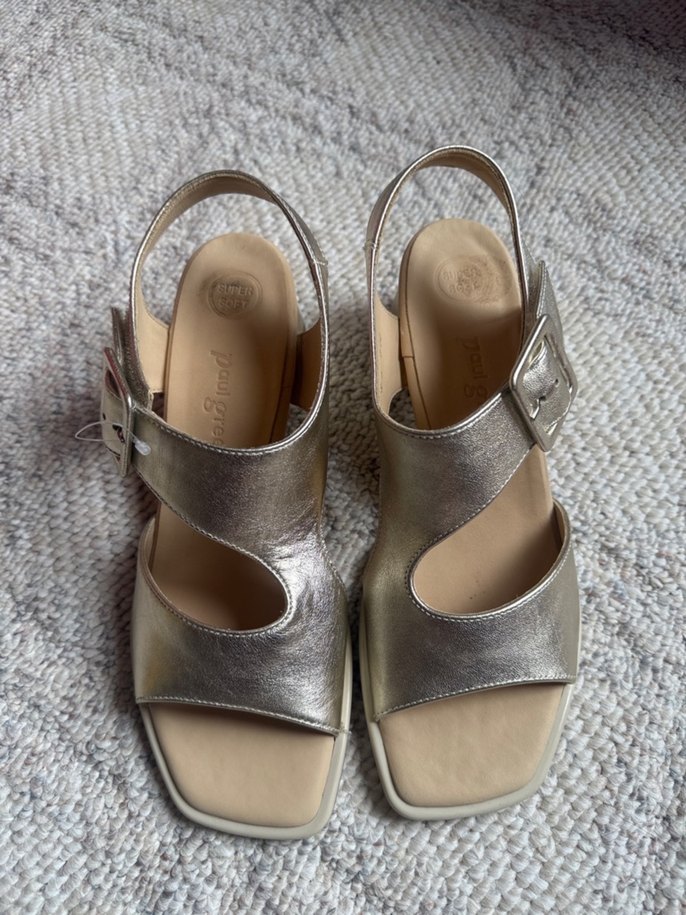 Paul Green Metallic Gold Cutout Slingback Sandals